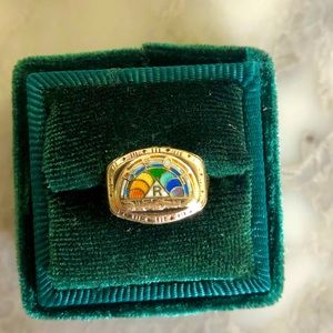 Antique 10K Masonic Rainbow Girls Enamel Ring 5.75